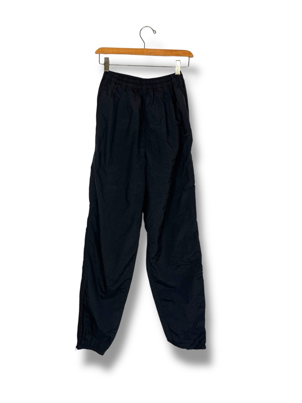 VTG Nike Women’s Pants M (8-10) Black Nylon Pants Zip Leg Logo 90s Joggers